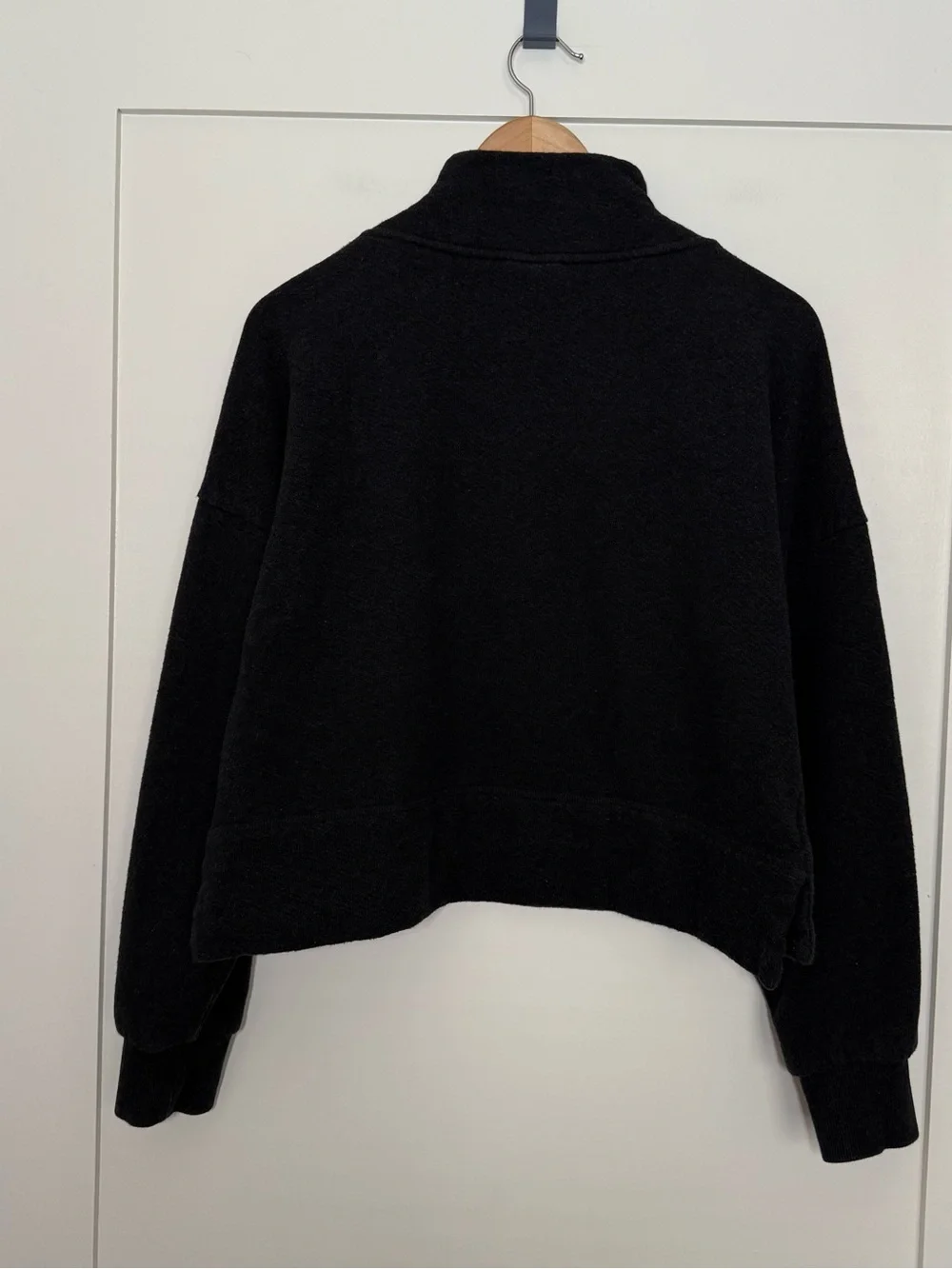 Sweaty Betty Boxy Sweatshirt Sz 8 Gray 1/4 Zip Mock Neck Cotton Blend Minimalist